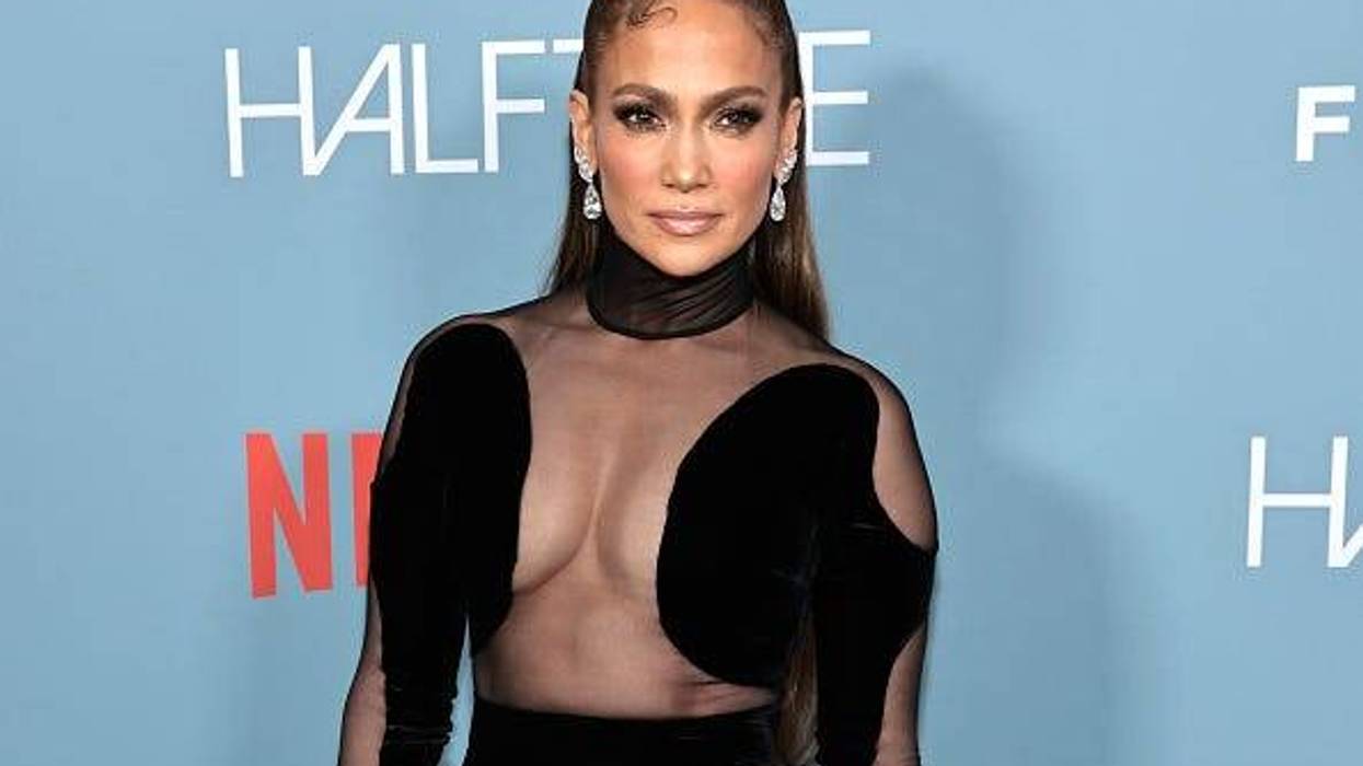 Jennifer Lopez on red carpet of Halftime Documentary