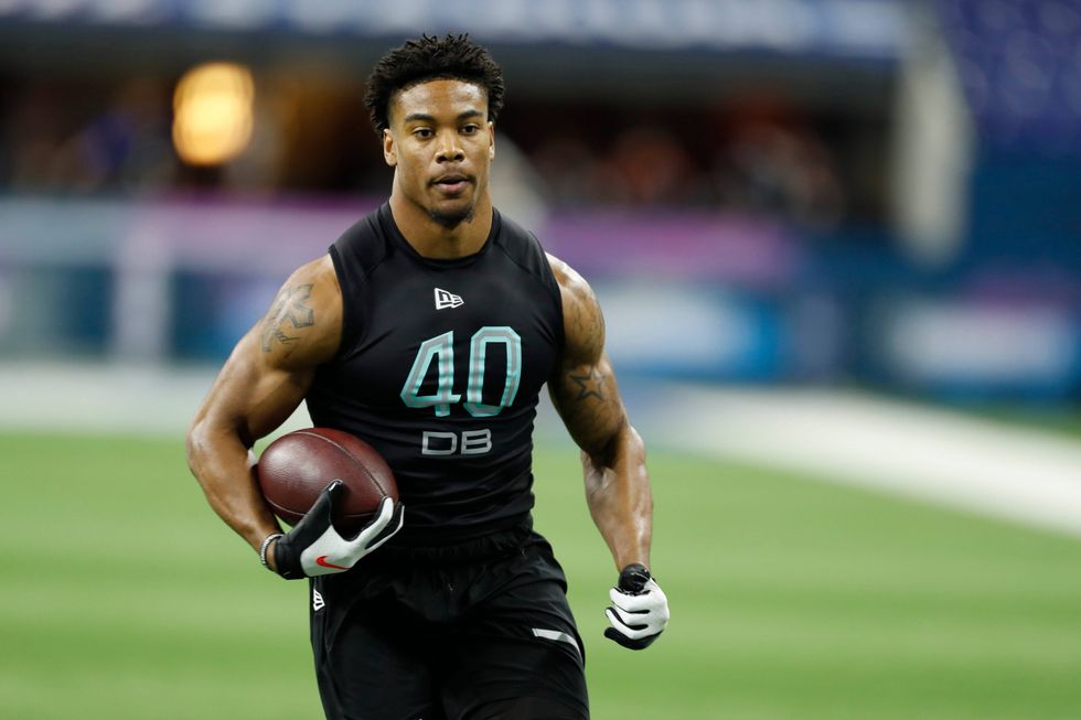 Jeremy Chinn shows off his skills at the NFL Scouting Combine.