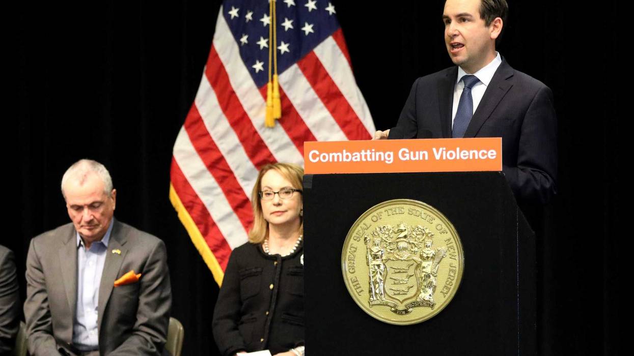 Jersey City Mayor Steven Fulop speaks at the Mary Bethune Center in Jersey City in January 2020. Gov. Phil Murphy is seen to his right.