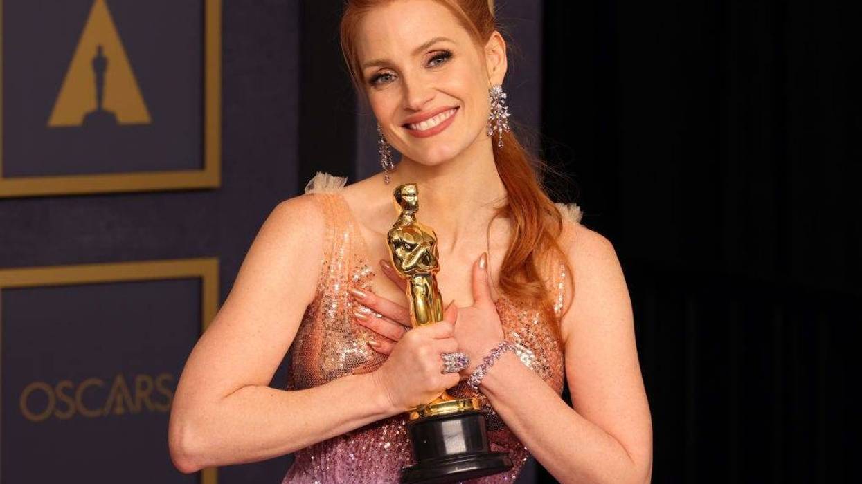 Jessica Chastain, winner of the Actress in a Leading Role award for ‘The Eyes of Tammy Faye’, poses in the press room at the 94th Annual Academy Awards at Hollywood and Highland on March 27, 2022 in Hollywood, California