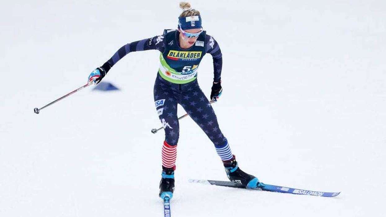 Jessie Diggins of Team United States competes during the Cross-Country Women's 4x5km Relay Classic/Free at the FIS Nordic World Ski Championships Planica on March 02, 2023 in Planica, Slovenia.