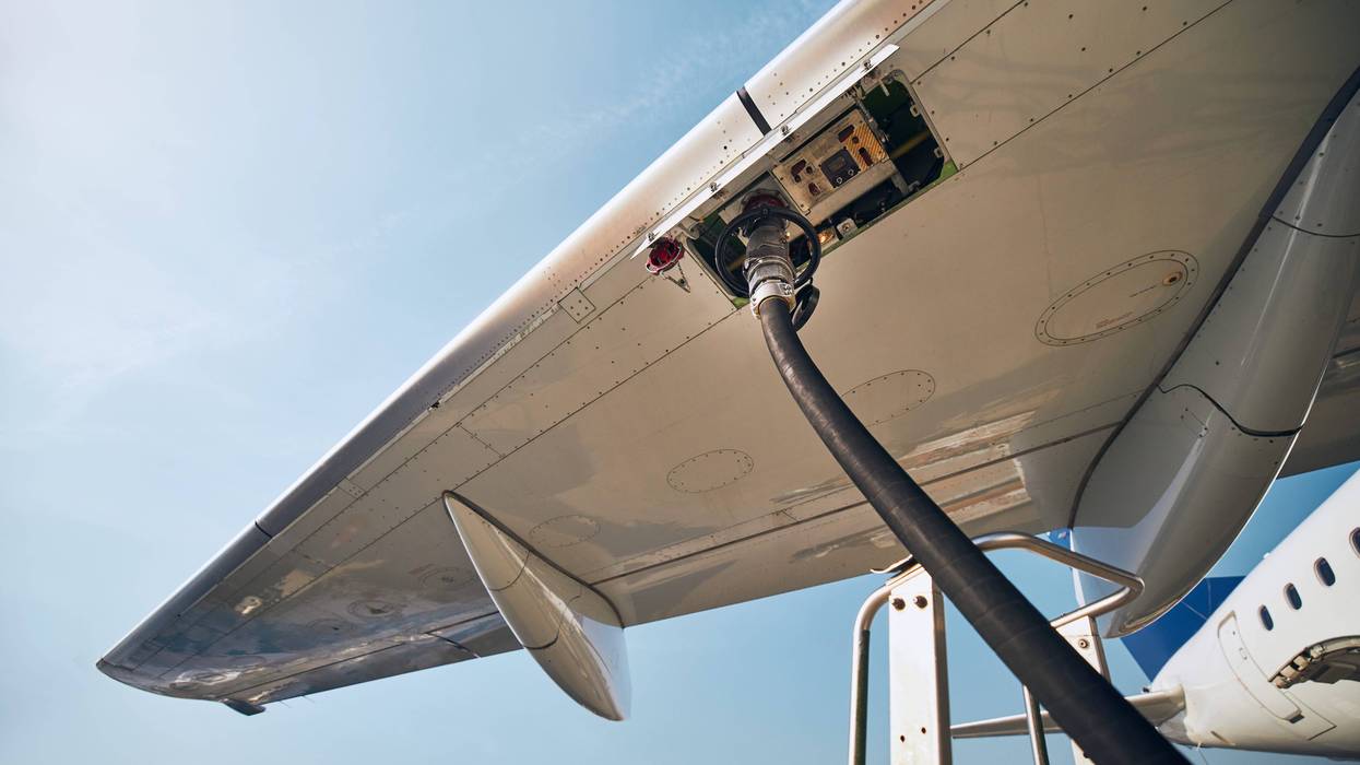 Jet refueling at airport
