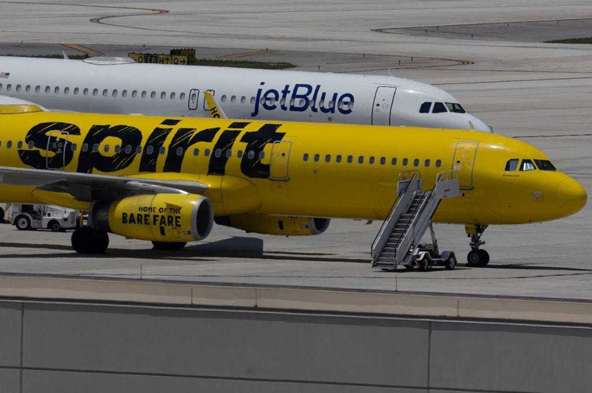 JetBlue and Spirit airplanes