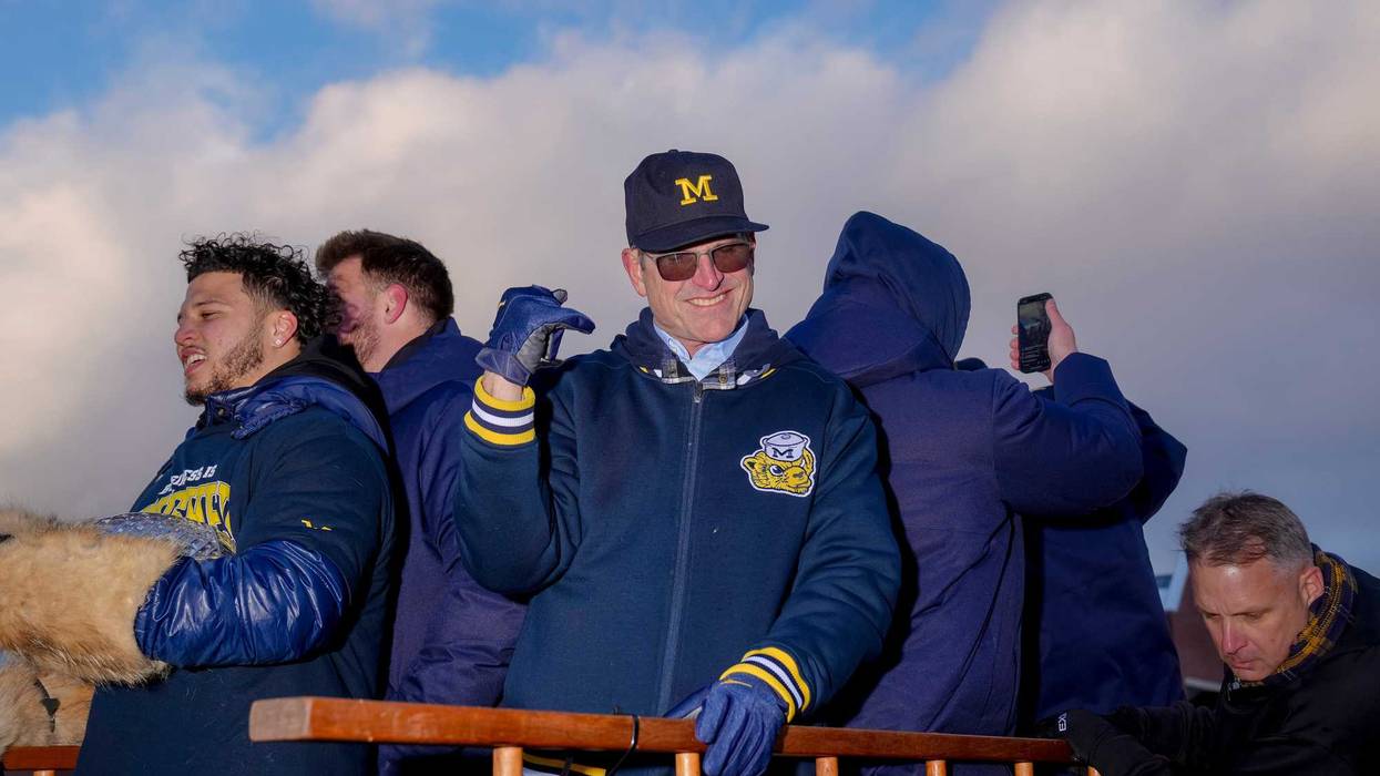 Jim Harbaugh at Michigan's national championship parade