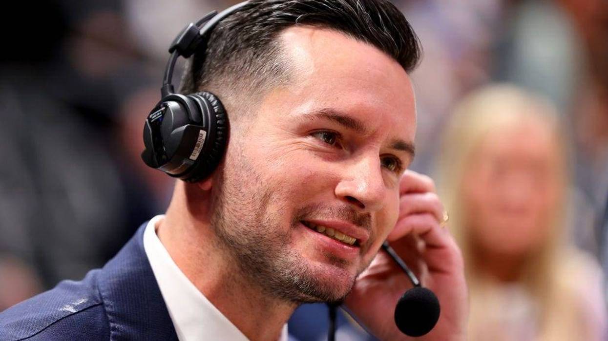 JJ Redick announces the game between the Los Angeles Lakers and the Denver Nuggets at Ball Arena on October 26, 2022 in Denver, Colorado.