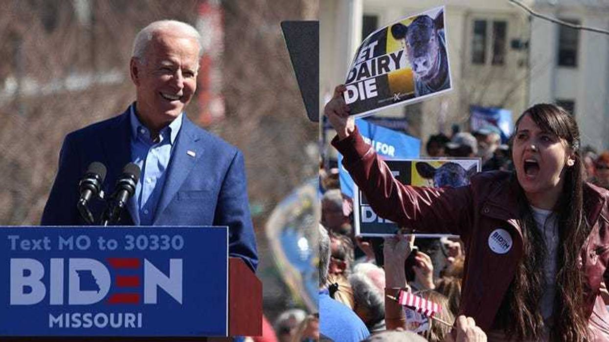 Joe Biden speaks to a crowd in St. Louis Missouri