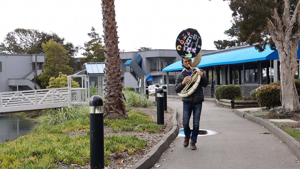 Joe Osborn strolls along Alameda