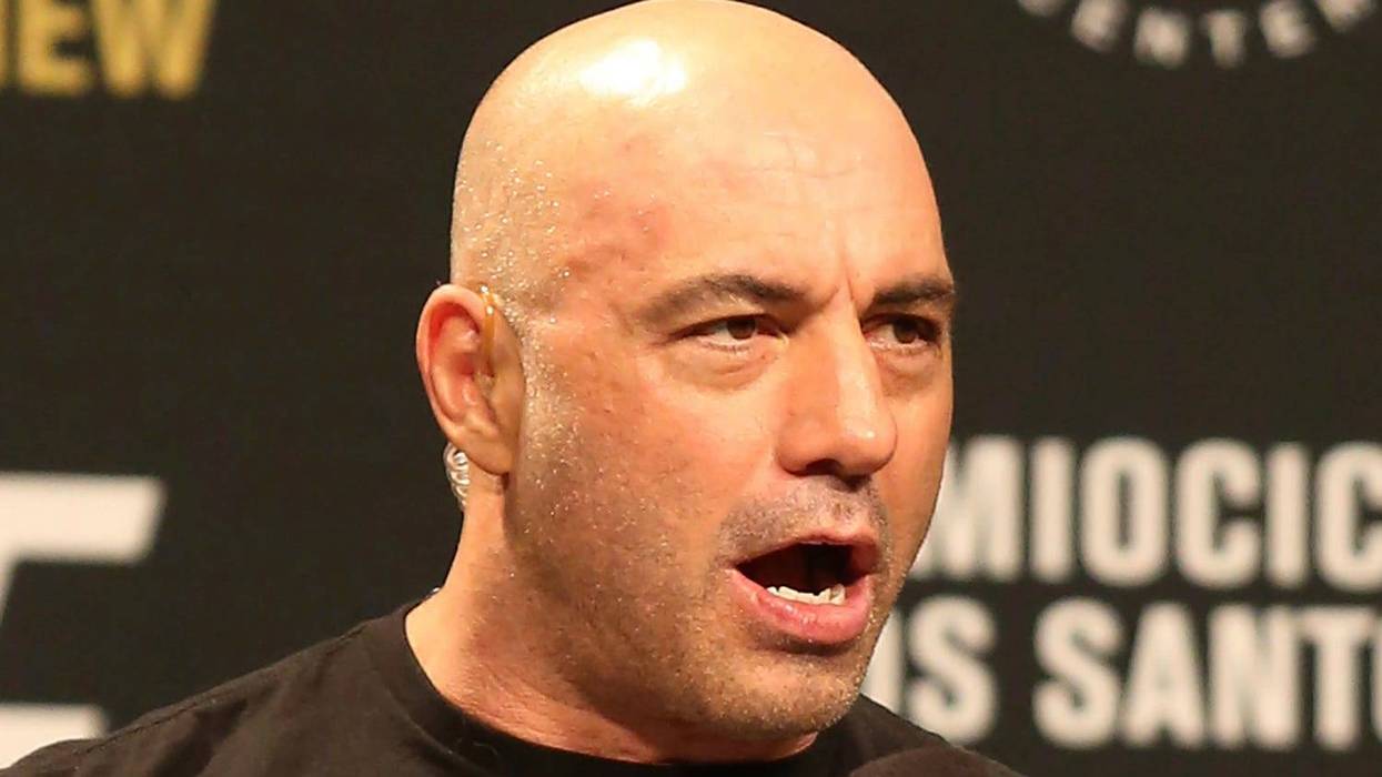 Joe Rogan is seen during a weigh-in before UFC 211 on Friday, May 12, 2017, in Dallas.