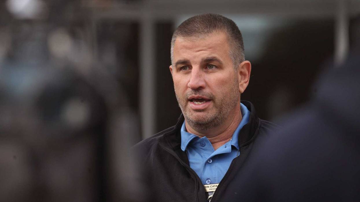 John Catanzara talking to reporters