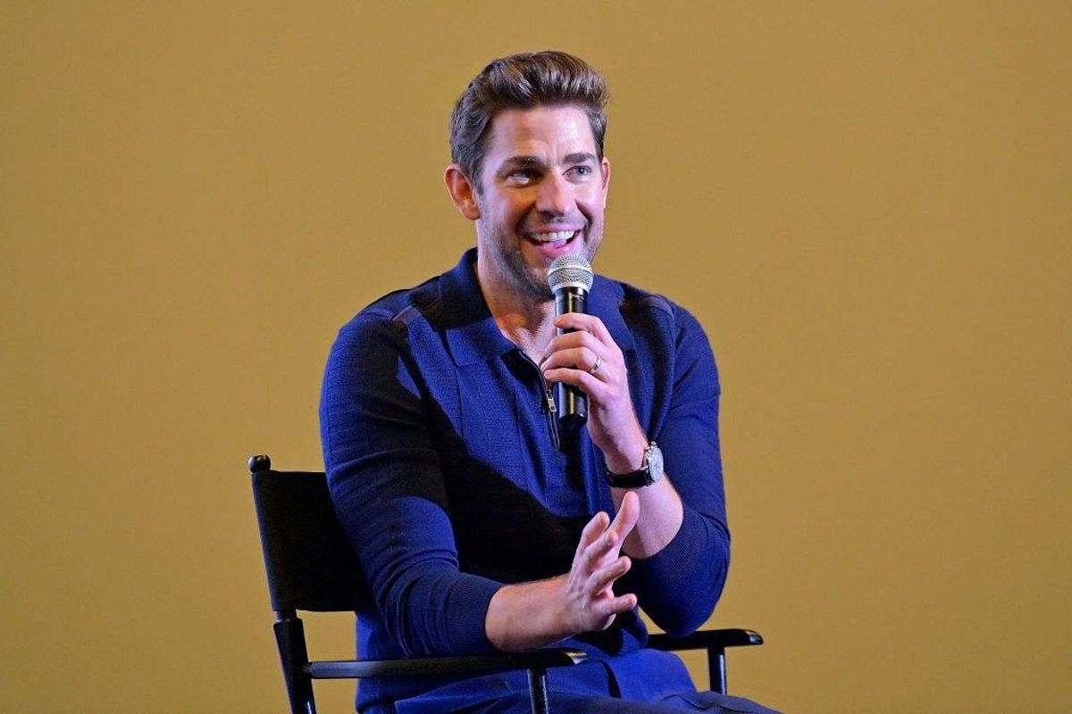 John Krasinski speaks during the Post-Screening Q&A of 'A Quiet Place Part II' at the AMC Empire 25 on May 23, 2021 in New York, New York