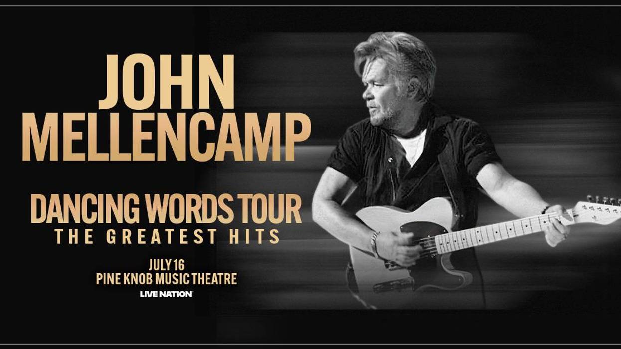 John Mellencamp Dancing Words Tour: The Greatest Hits poster with him playing guitar.