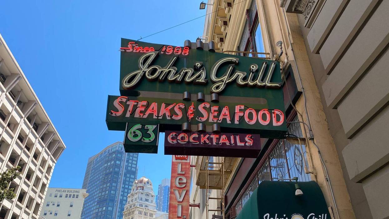 John's Grill on Ellis St. in San Francisco on the first day of its coronavirus-related reopening.