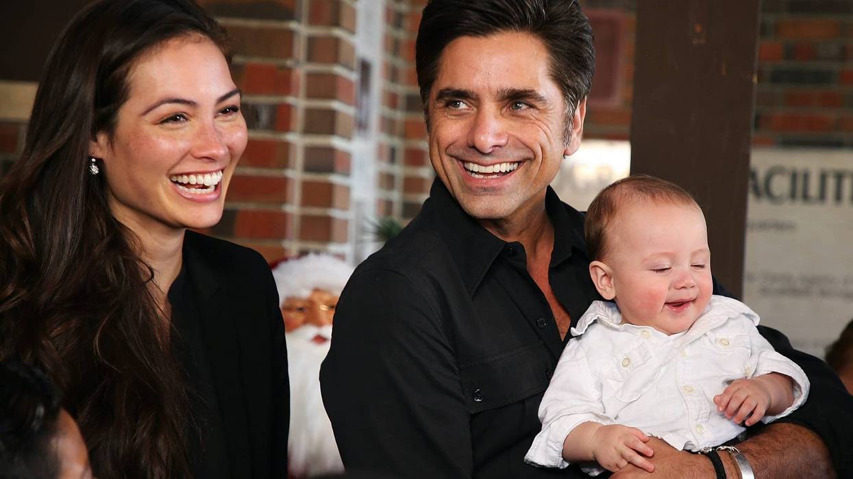 John Stamos (C), his wife Caitlin McHugh (L) and their son, Billy Stamos (R)