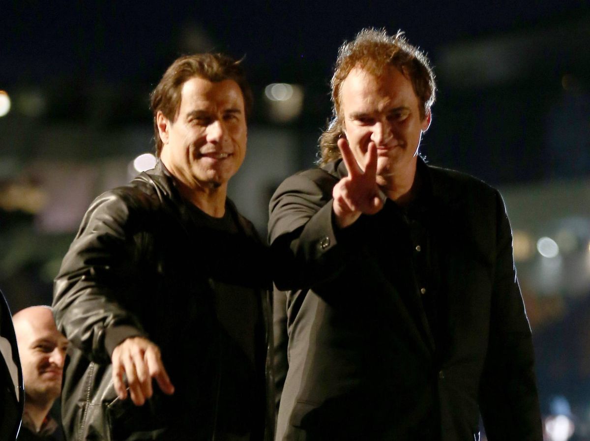 john travolta and quentin tarantino at screening of pulp fiction