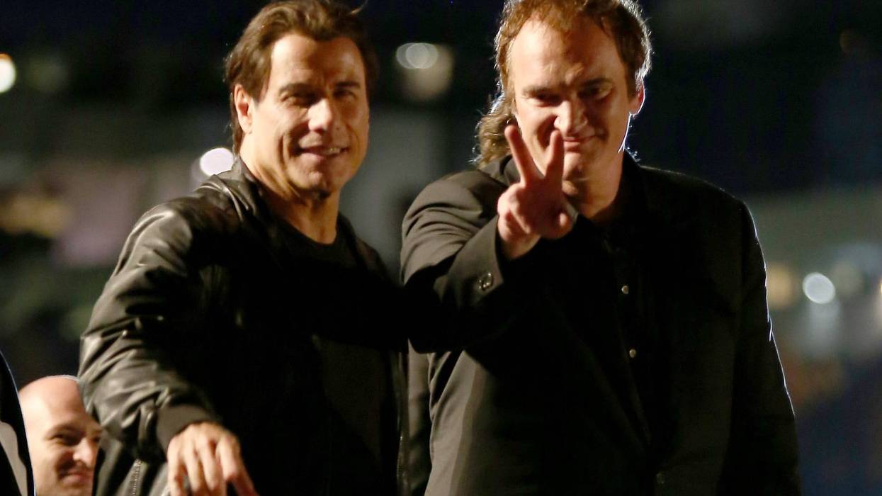 john travolta and quentin tarantino at screening of pulp fiction