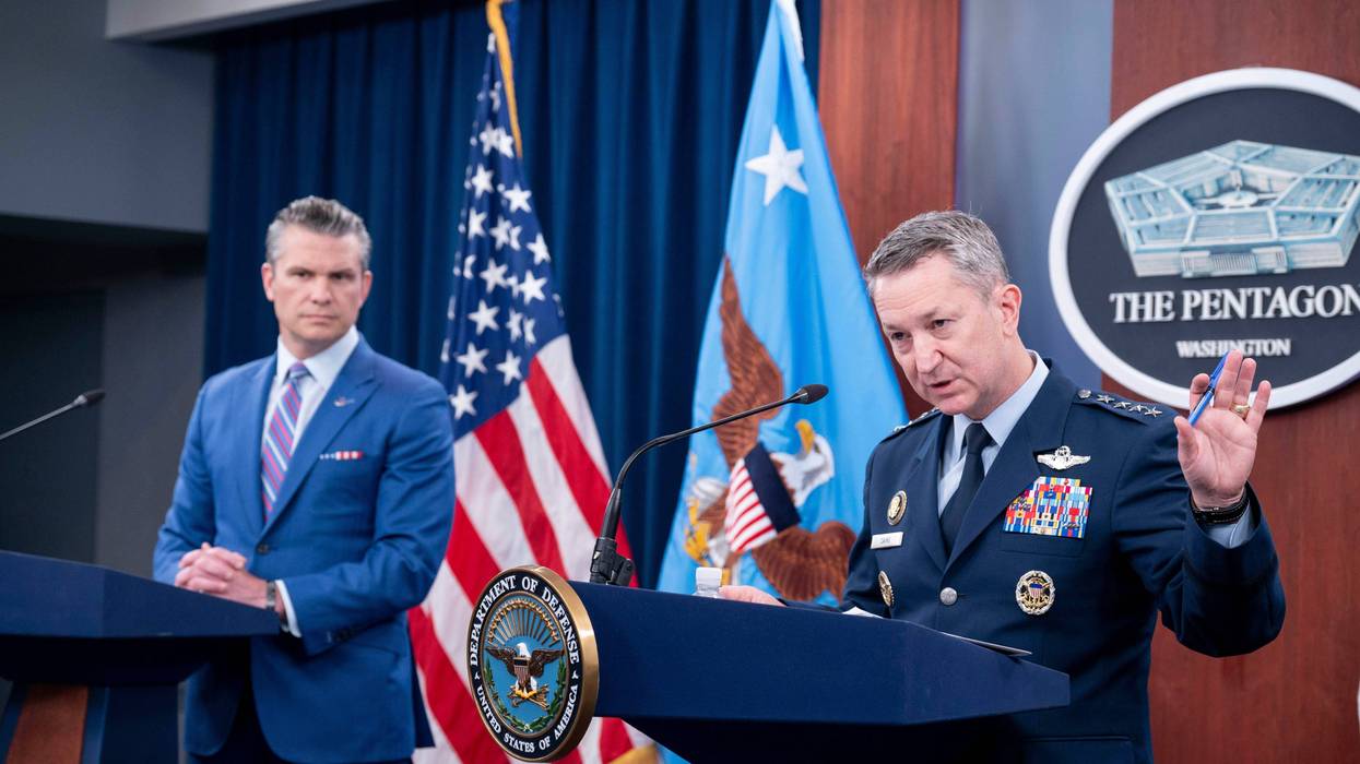 Joint Chiefs Chairman Gen. Dan Caine speaks at a news conference with Defense Secretary Pete Hegseth at the Pentagon, Thursday, June 26, 2025 in Washington.