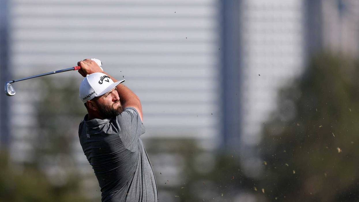 Jon Rahm of Spain plays a second shot on the 12th hole during the second round of the 123rd U.S. Open Championship at The Los Angeles Country Club on June 16, 2023 in Los Angeles.