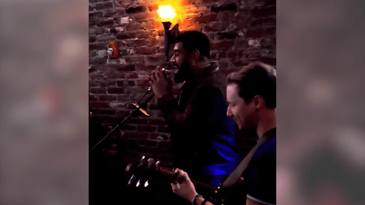 Jordan Mailata gets on stage with local band during their set at Bucks County bar