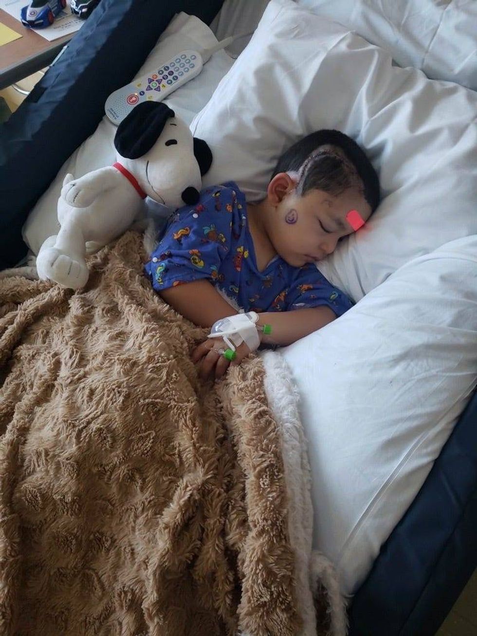 Jordan Moreno in hospital bed