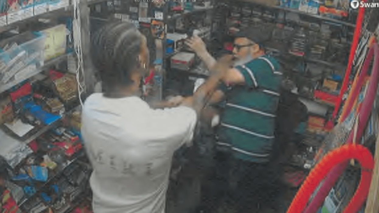 Jose Alba, seen being pushed by Austin Simon, during the July 1 incident.