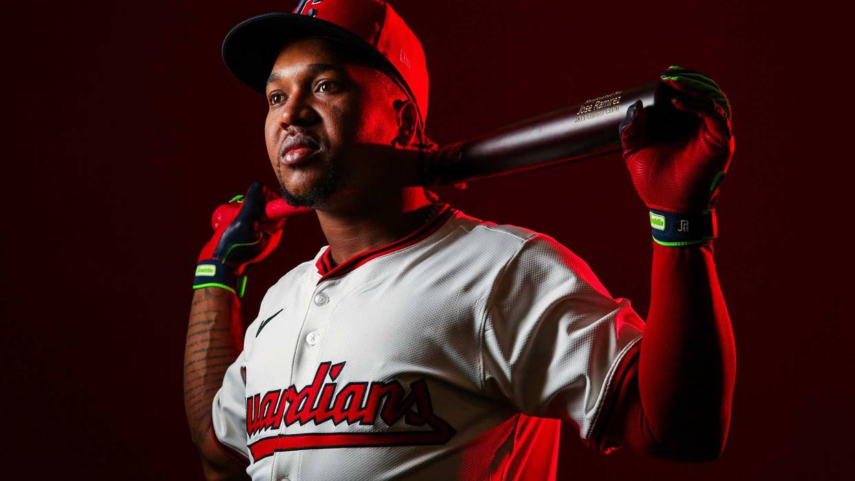José Ramírez #11 of the Cleveland Guardians poses for a portrait during Cleveland Guardians photo day at Goodyear Ballpark on February 20, 2025 in Goodyear, Arizona.