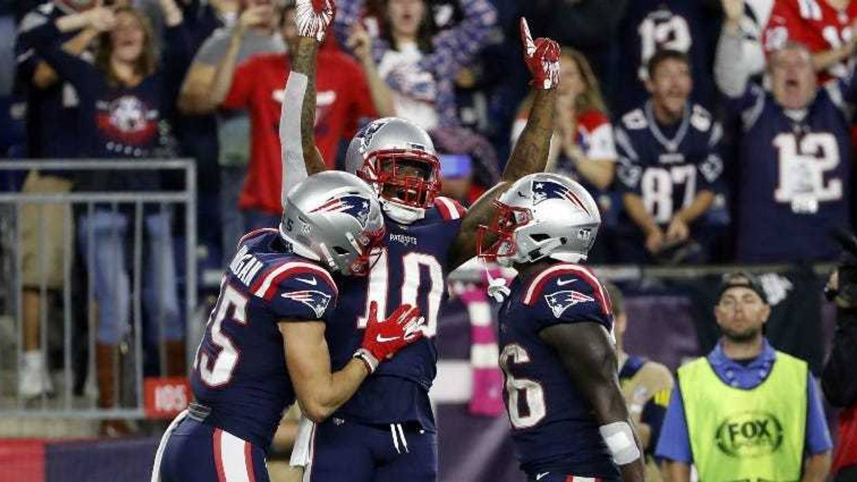Josh Gordon celebrates a touchdown against Miami