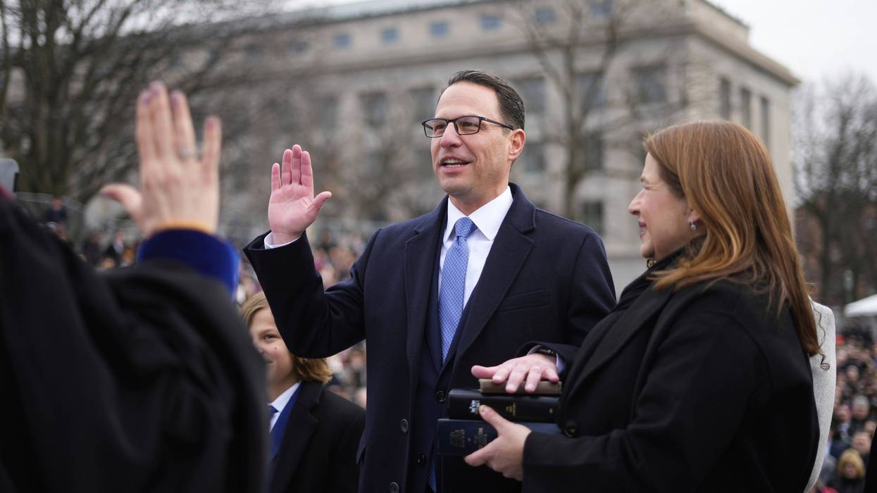 Josh Shapiro is sworn in as Pennsylvania's 48th governor on Tuesday, Jan. 17, 2023, at the state Capitol in Harrisburg, Pa.