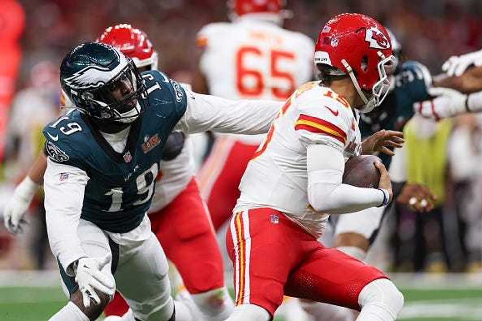 Josh Sweat and Patrick Mahomes