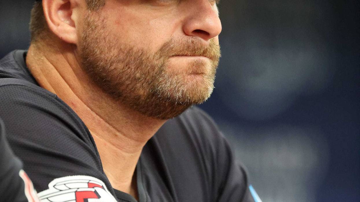 Jul 14, 2024; St. Petersburg, Florida, USA; Cleveland Guardians manager Stephen Vogt (12) looks on against the Tampa Bay Rays during the third inning at Tropicana Field.