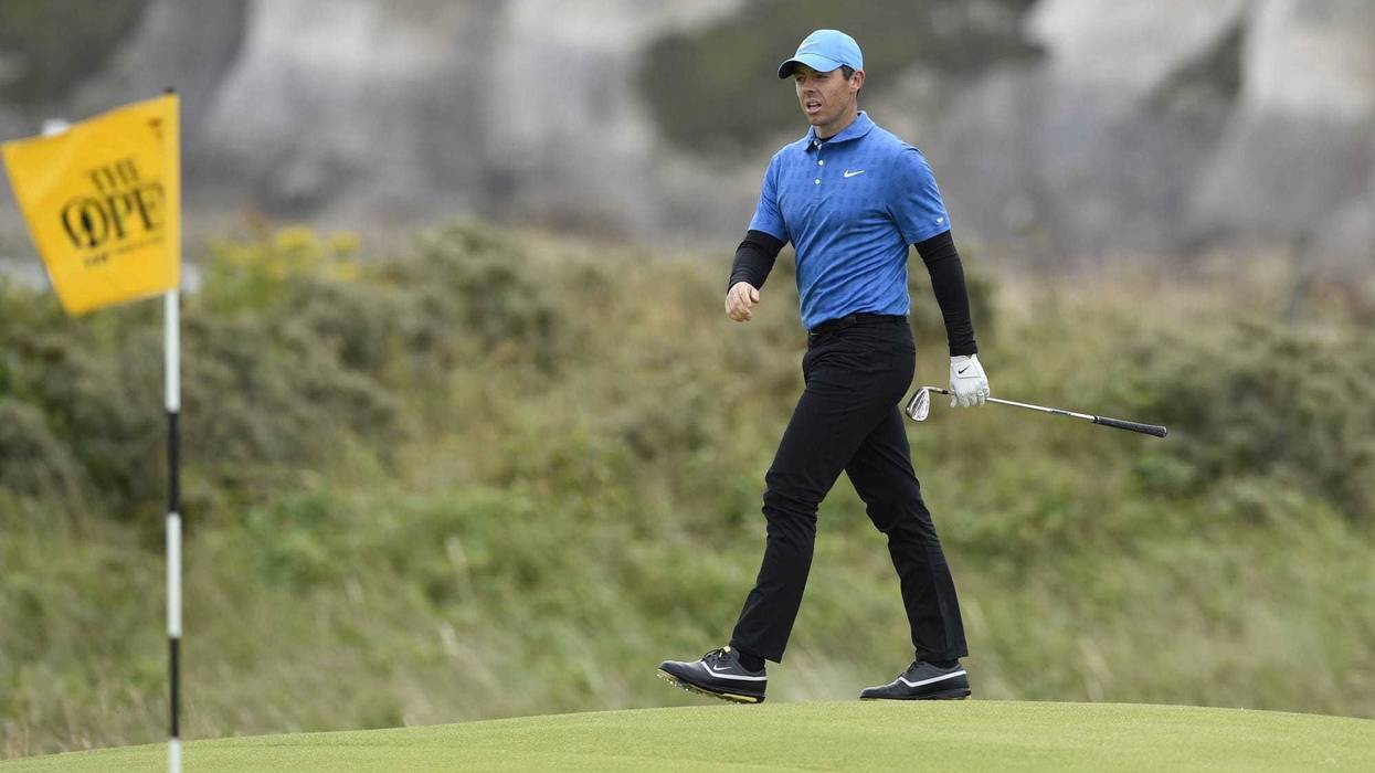 Jul 18, 2019; Portrush, IRL; Rory McIlroy on the 5th green during the first round of The Open Championship golf tournament at Royal Portrush Golf Club - Dunluce Course. Mandatory Credit: Ian Rutherford-USA TODAY Sports