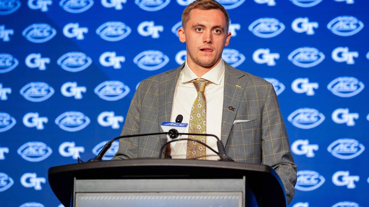 Jul 22, 2024; Charlotte, NC, USA; Georgia Tech quarterback Haynes King speaks to the media during ACC Kickoff at Hilton Charlotte Uptown. Mandatory Credit: Jim Dedmon-USA TODAY Sports