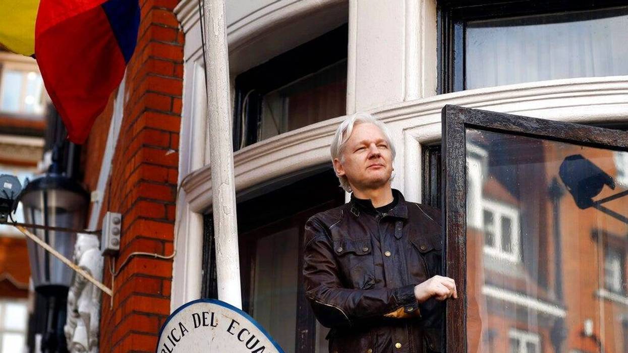 Julian Assange at the Ecuadorian embassy in London in May 2017