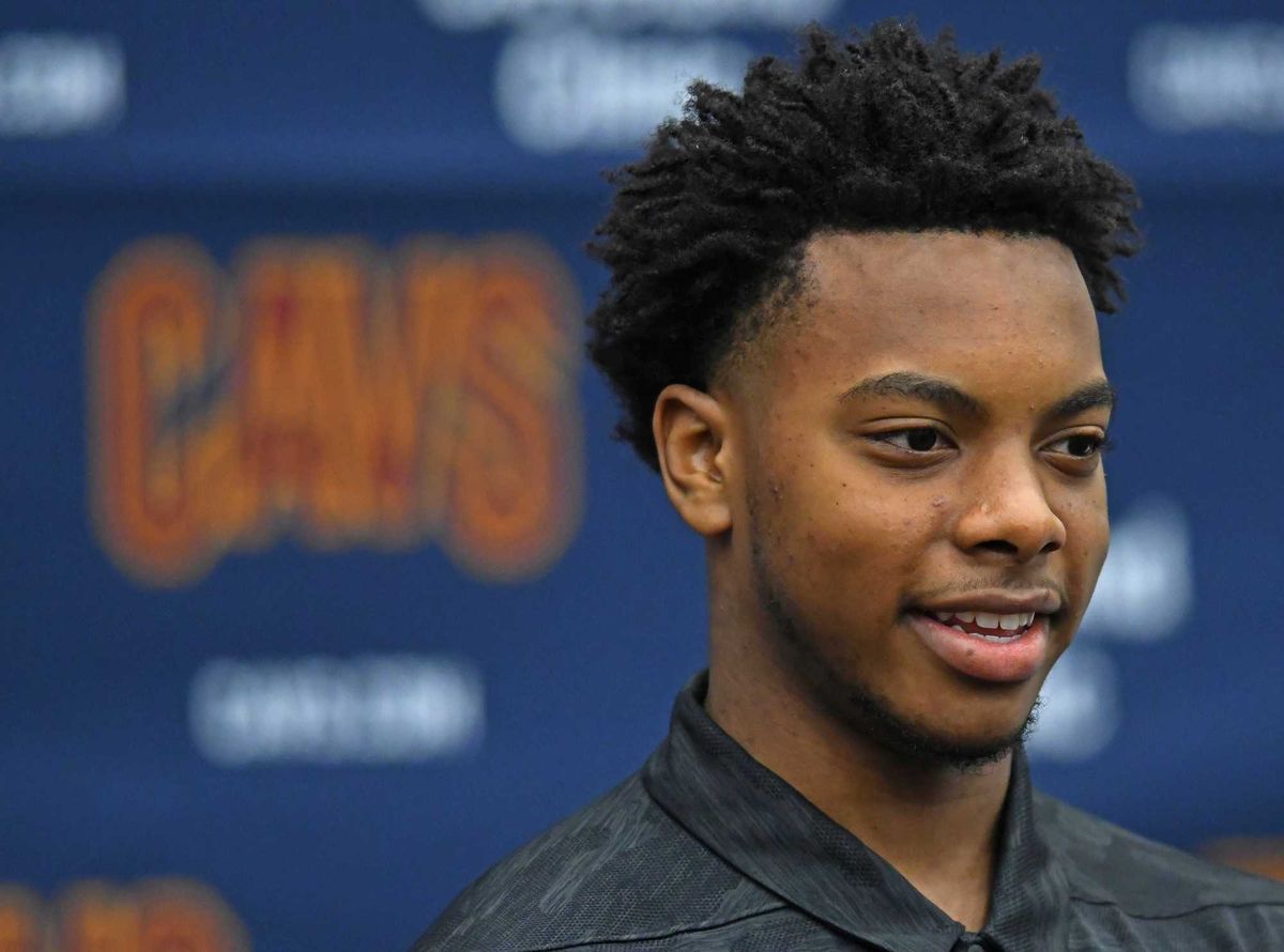 Jun 21, 2019; Independence, OH, USA; Cleveland Cavaliers first round pick Darius Garland answers questions during a press conference at Cleveland Clinic Courts. Mandatory Credit: David Dermer-USA TODAY Sports
