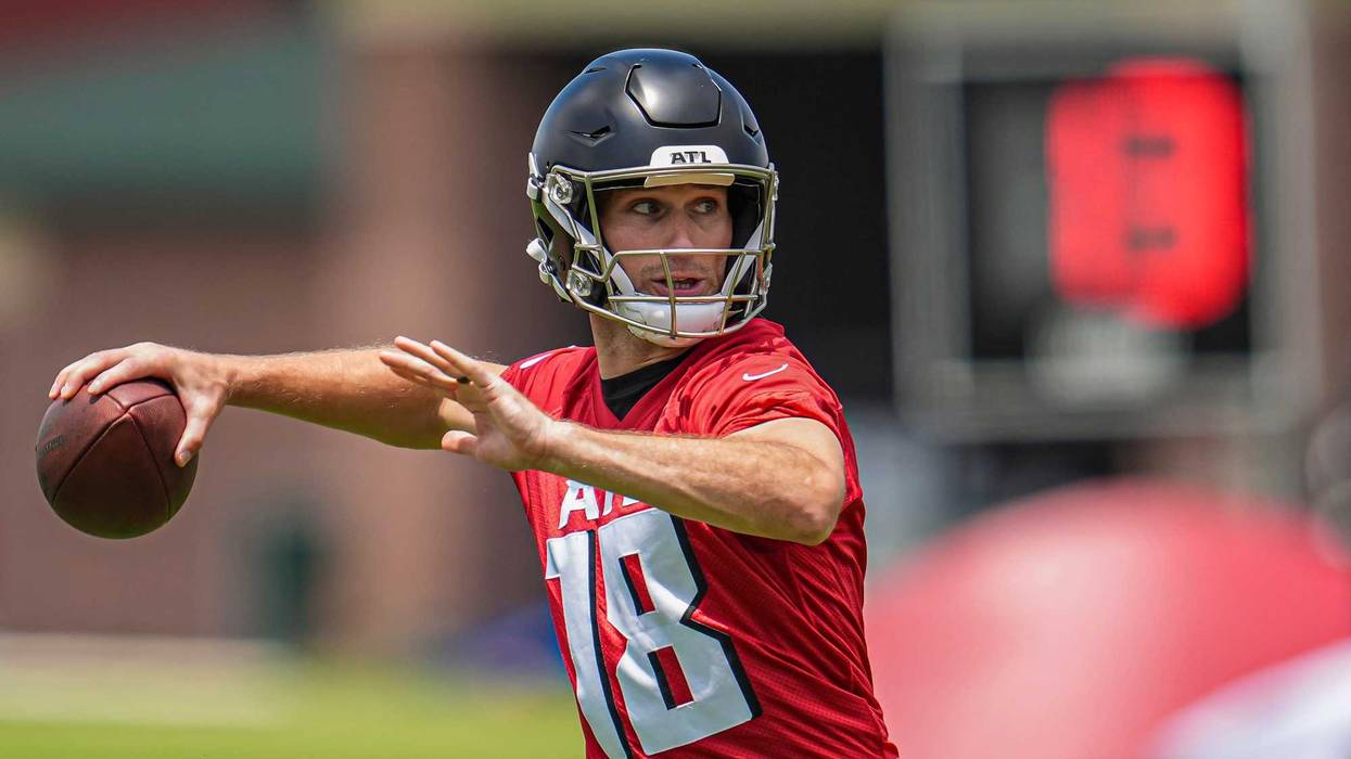 Jun 3, 2024; Atlanta, GA, USA; Atlanta Falcons quarterback Kirk Cousins (18) shown in action on the field during Falcons OTA at the Falcons Training facility. Mandatory Credit: Dale Zanine-USA TODAY Sports