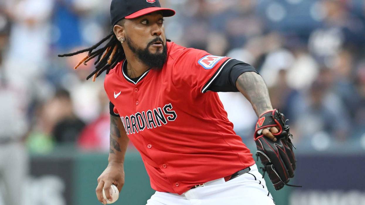 Jun 8, 2025; Cleveland, Ohio, USA; Cleveland Guardians relief pitcher Emmanuel Clase (48) throws a pitch during the ninth inning against the Houston Astros at Progressive Field. Mandatory Credit: Ken Blaze-Imagn Images