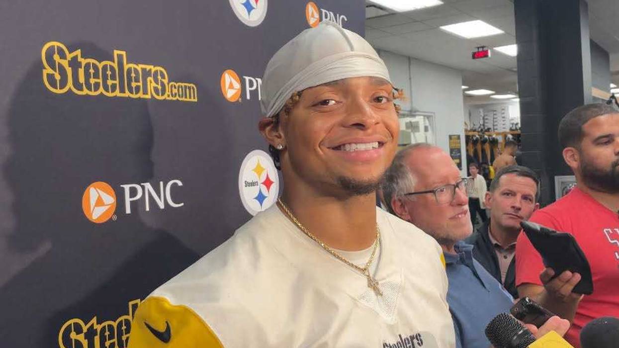 Justin Fields in locker room