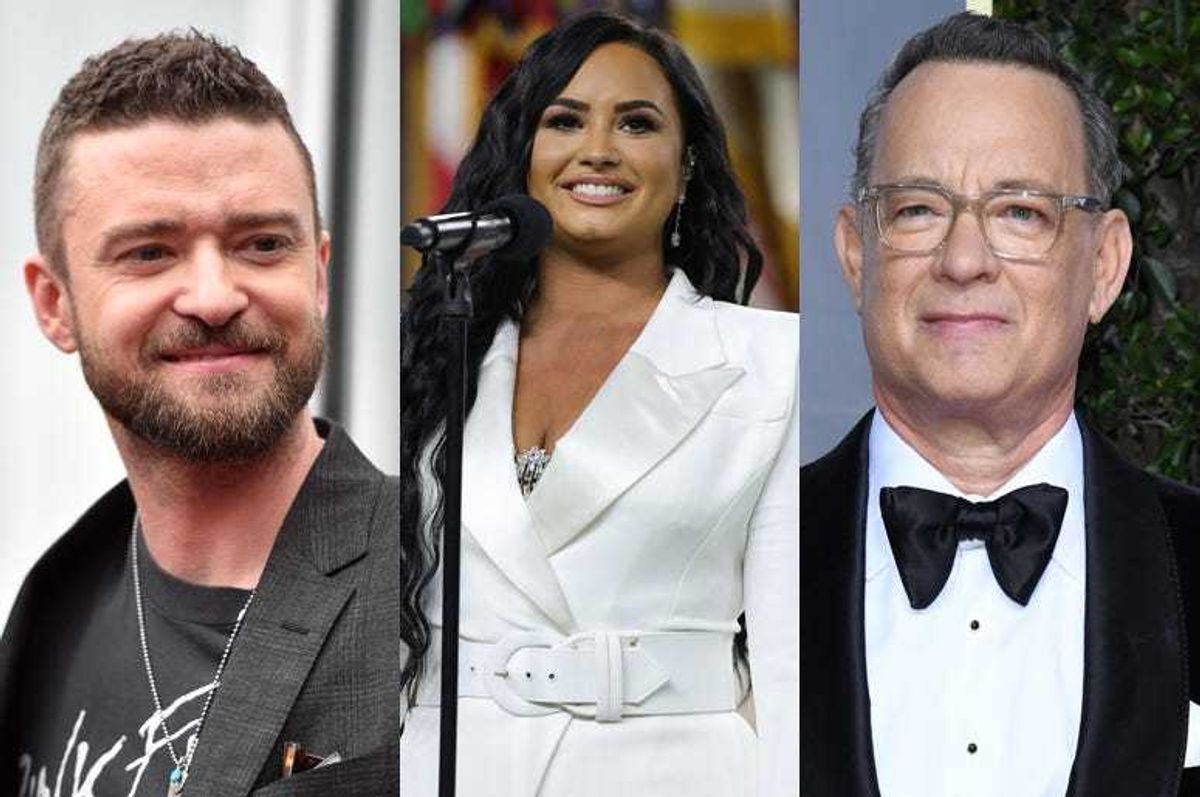 Justin Timberlake, Demi Lovato, and Tom Hanks