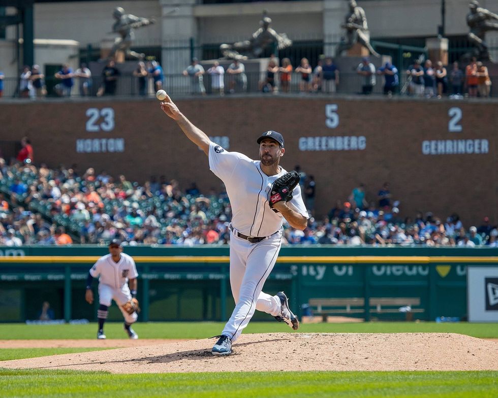 Justin Verlander toeing the rubber for Detroit
