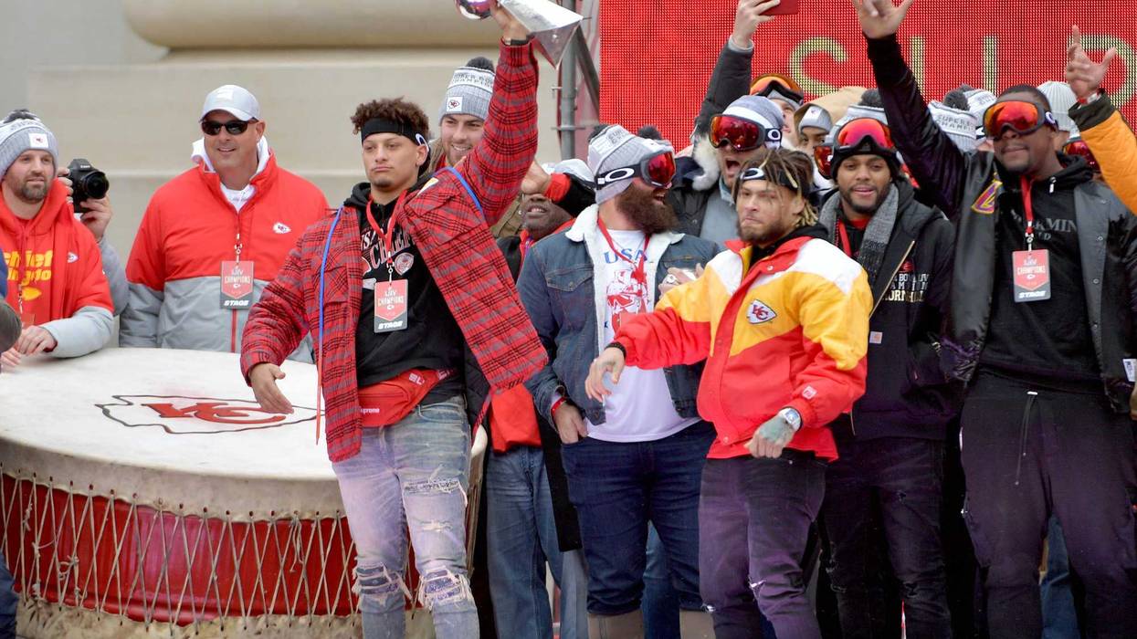Kansas City Chiefs at super bowl parade