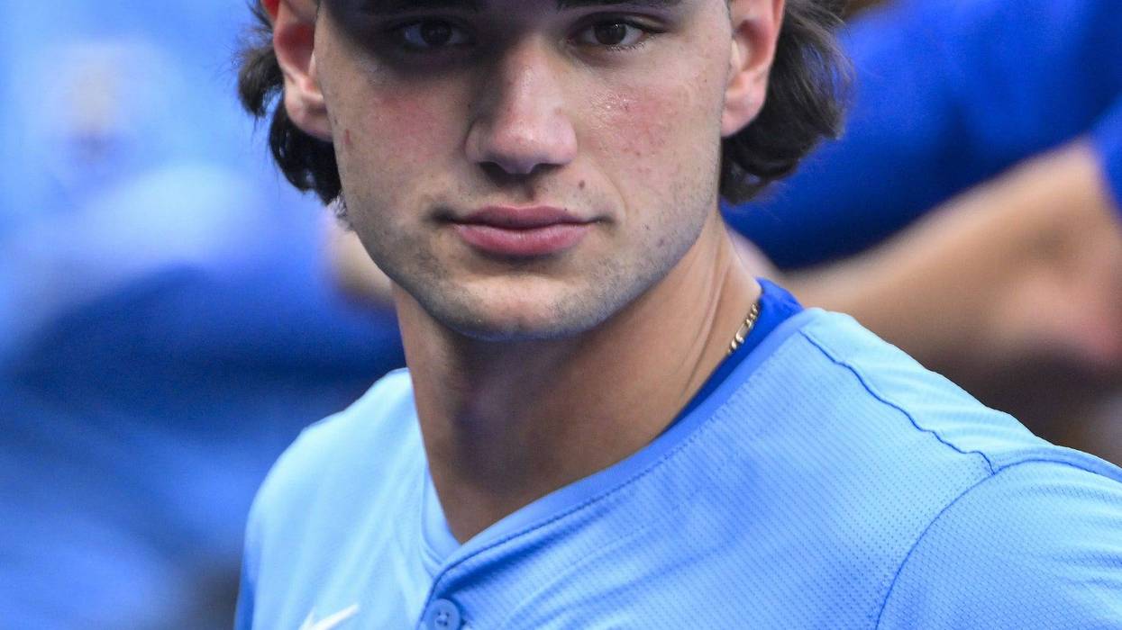 Kansas City Royals designated hitter Jac Caglianone (14) looks on before his Major League Baseball debut against the St. Louis Cardinals at Busch Stadium.