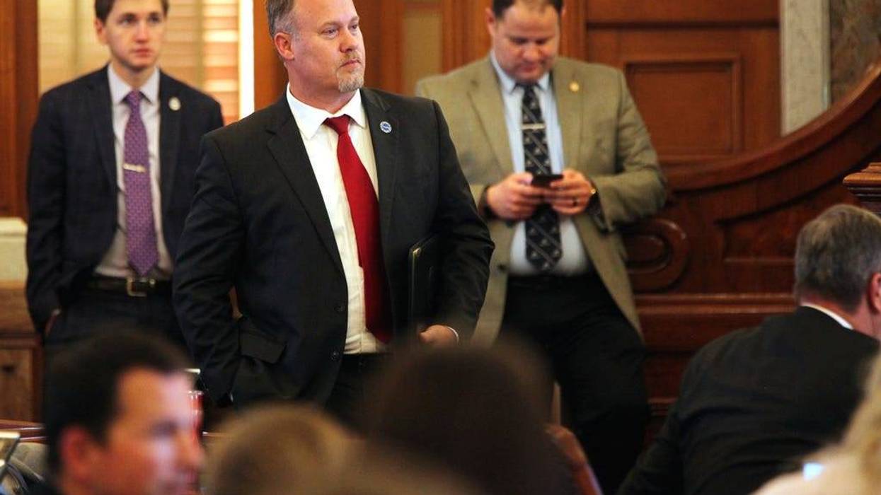 Kansas House Taxation Committee Chair Adam Smith, R-Weskan, watches the House debate