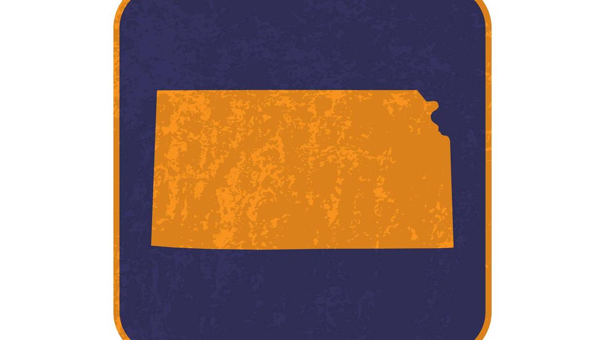 Kansas state map square with grunge texture. Vector illustration.