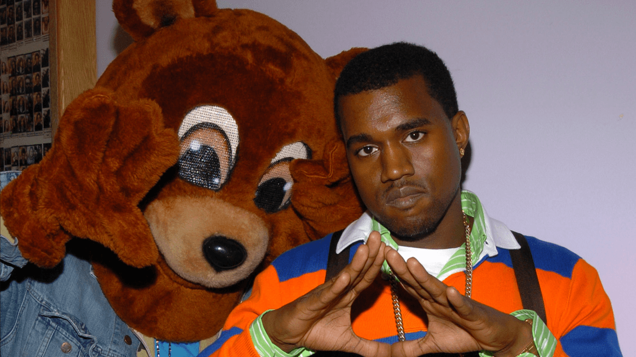 Kanye West and Drop-Out Bear (Photo by Theo Wargo/WireImage)