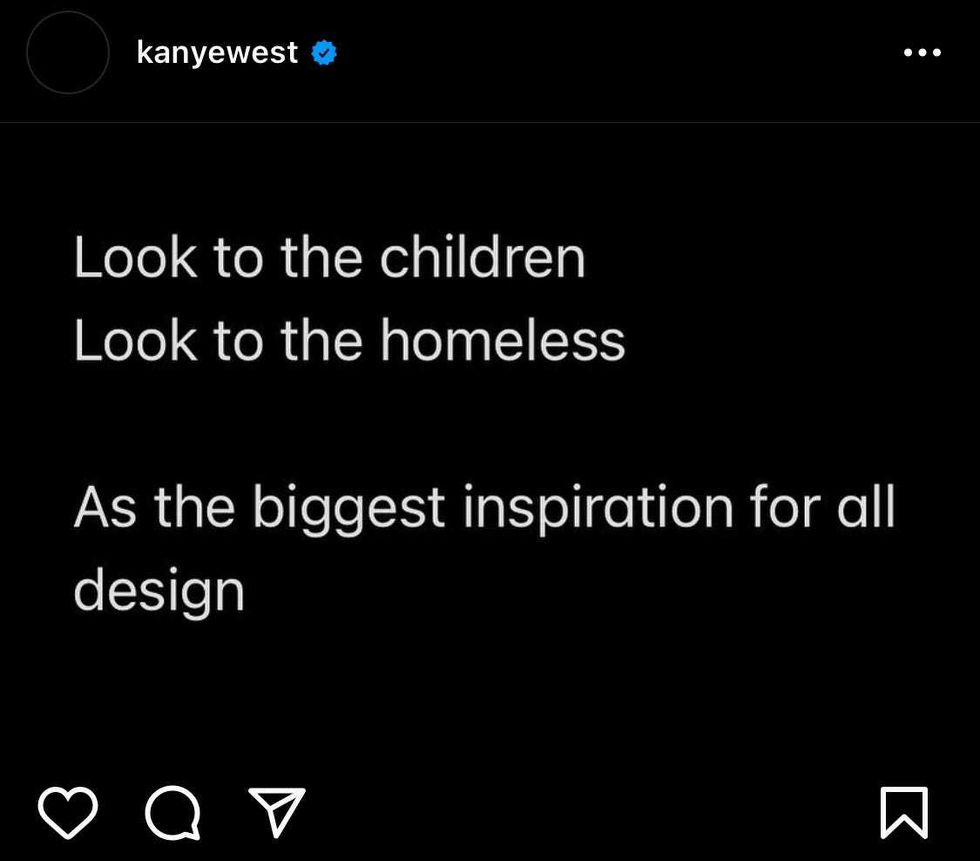 Kanye West instagram post