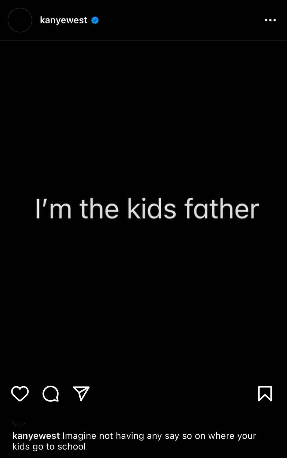 Kanye West Instagram post