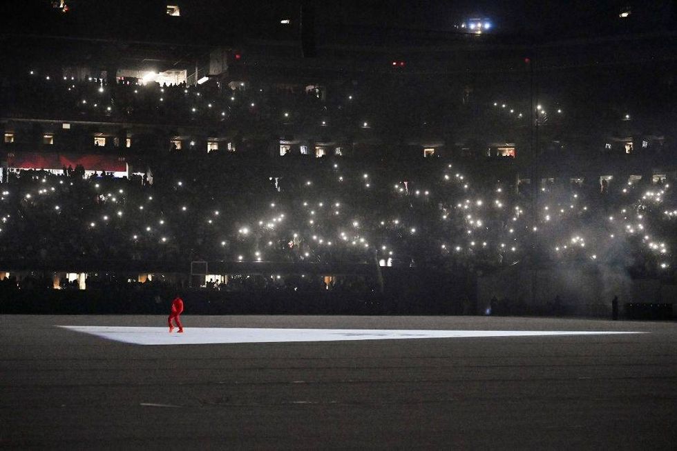 Kanye West is seen at ‘DONDA by Kanye West’ listening event at Mercedes-Benz Stadium on July 22, 2021 in Atlanta.