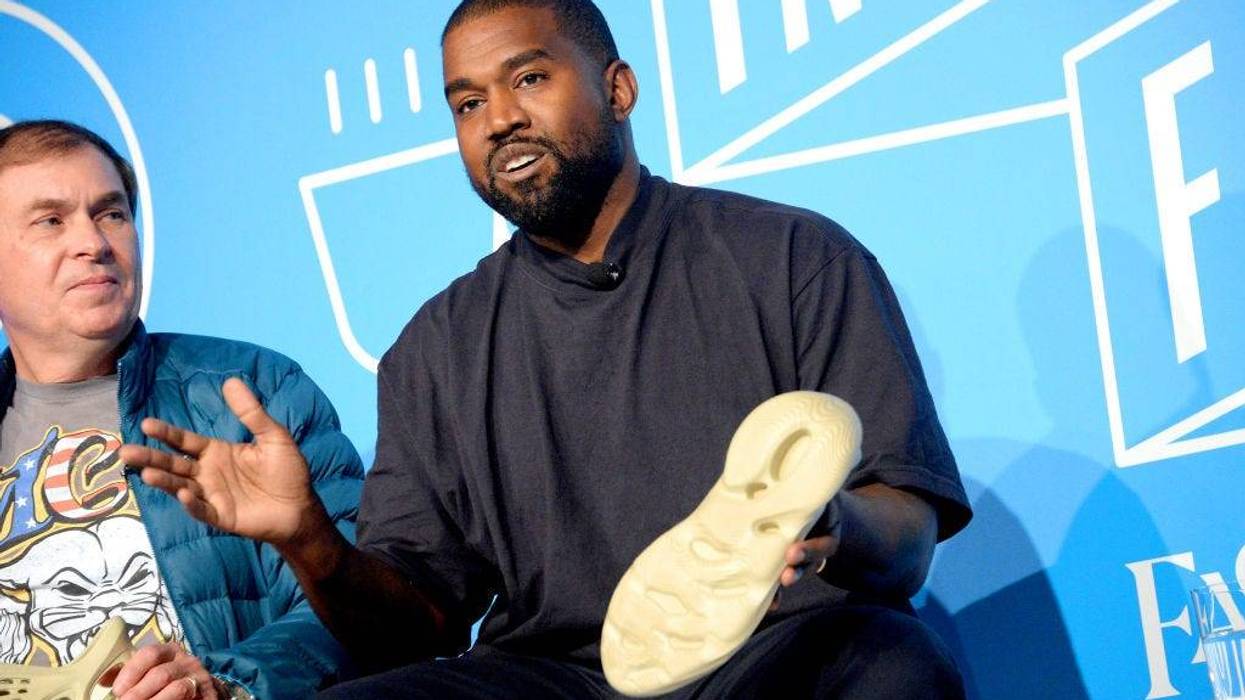 Kanye West speaks on stage at the "Kanye West and Steven Smith in Conversation with Mark Wilson" on November 07, 2019, in New York City.