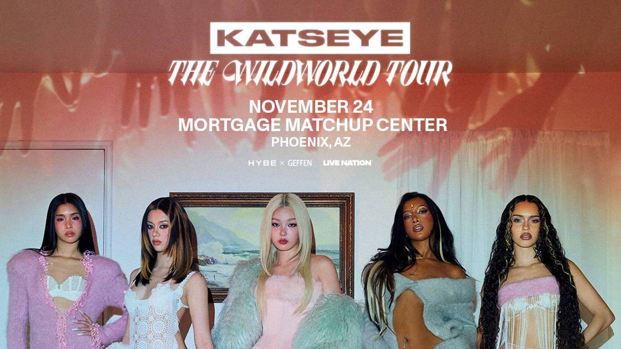 KATSEYE The Wildworld Tour poster featuring five women; Nov 24, Phoenix, AZ.