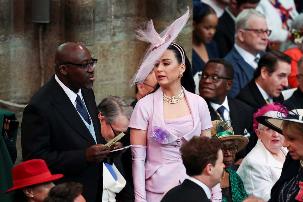 Katy Perry looks on during the Coronation of King Charles III and Queen Camilla on May 6, 2023 in London, England. The Coronation of Charles III and his wife, Camilla, as King and Queen of the United Kingdom of Great Britain and Northern Ireland, and the other Commonwealth realms takes place at Westminster Abbey today. Charles acceded to the throne on 8 September 2022, upon the death of his mother, Elizabeth II. (Photo by Phil Noble - WPA Pool/Getty Images)