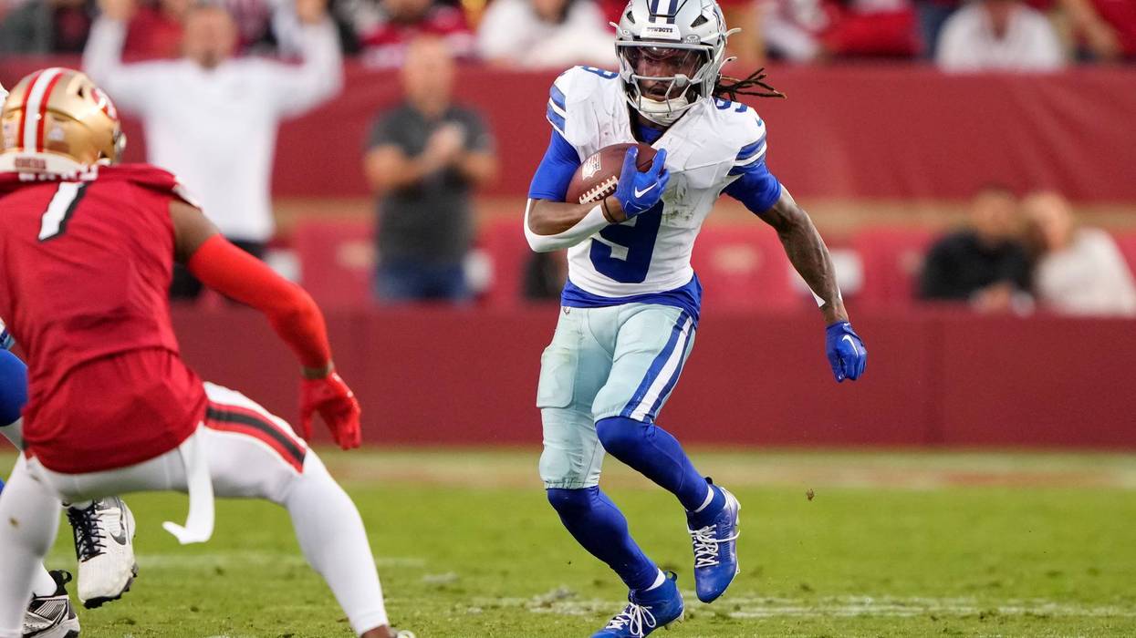 KaVontae Turpin #9 of the Dallas Cowboys runs with the ball during the first quarter against the San Francisco 49ers at Levi's Stadium on Oct. 27, 2024, in Santa Clara, California.